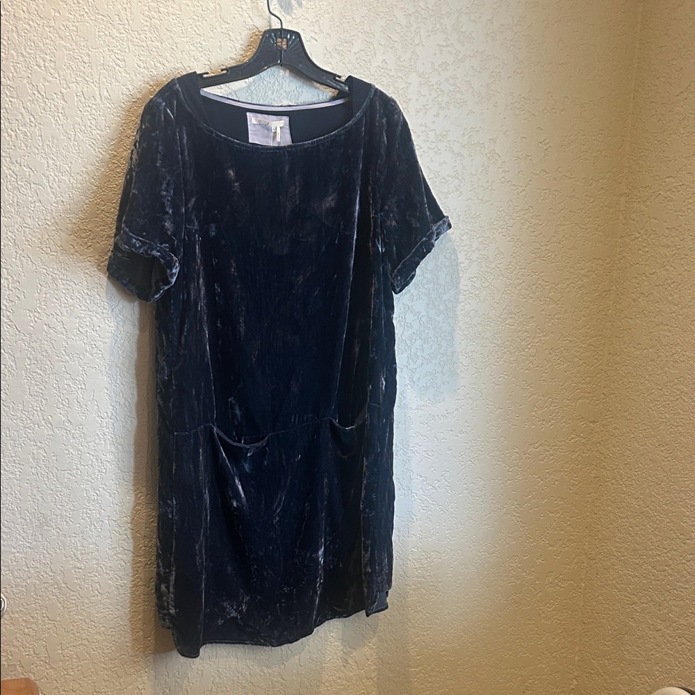 Anthro Velvet Dress in Slate Blue